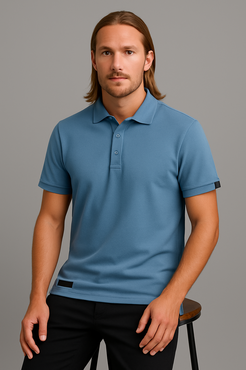 PEPPER Royal Blue Pique Polo marškinėliai vyrams