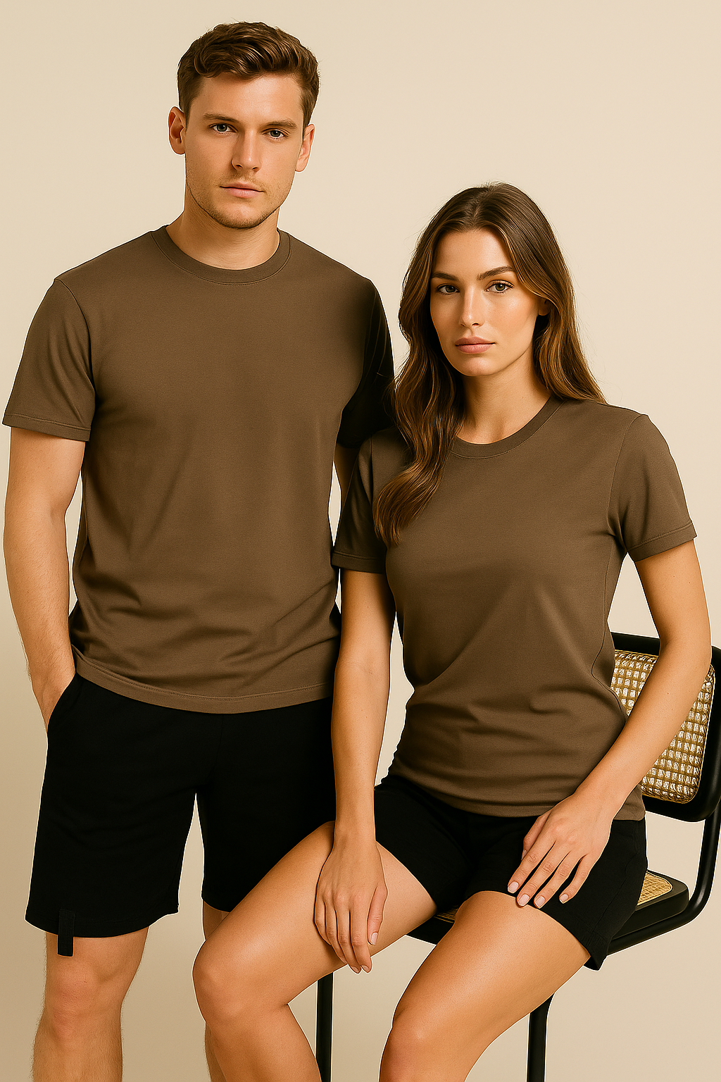 PEPPER UNISEX Daily Fit Camel marškinėliai