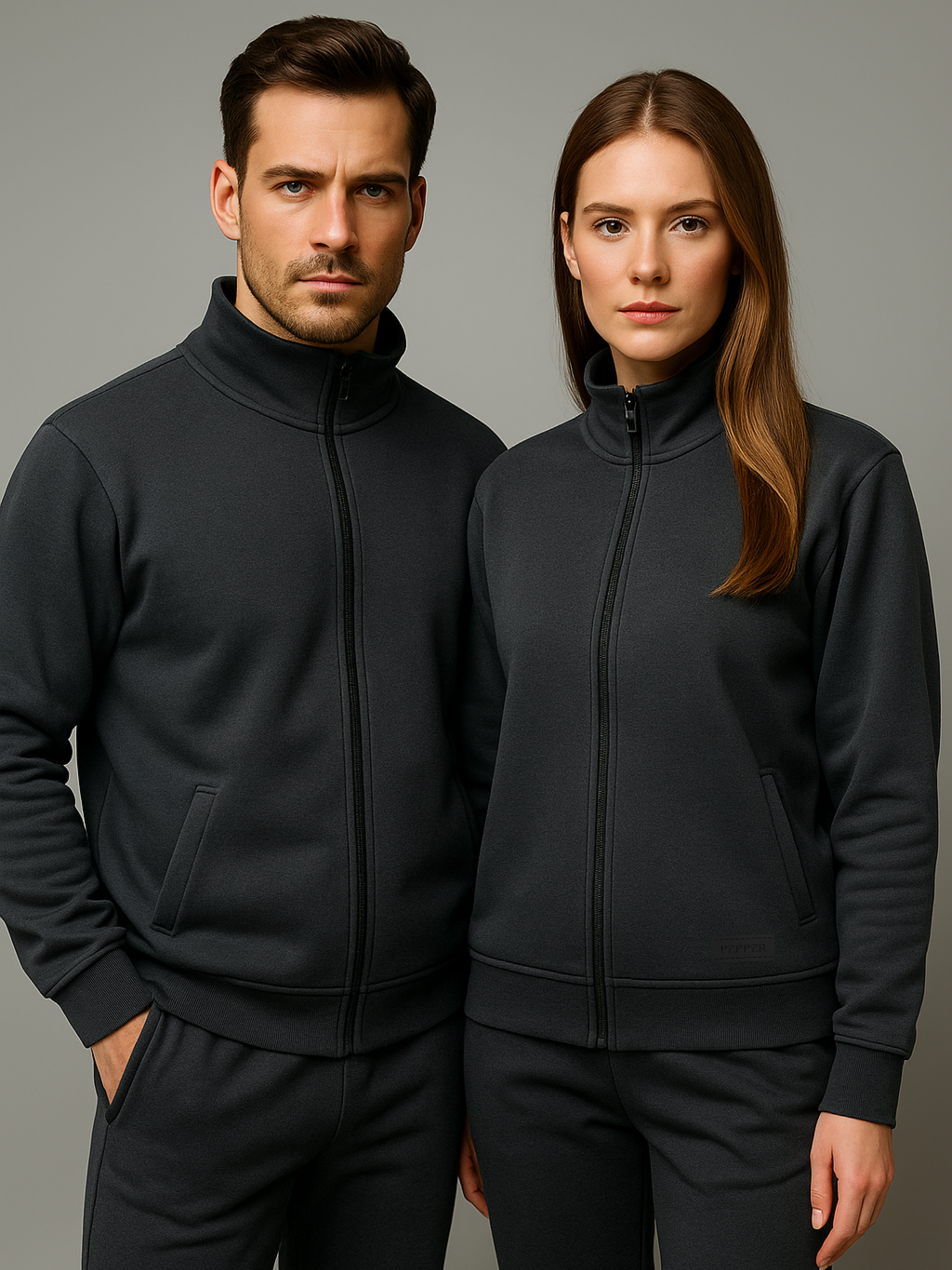 PEPPER UNISEX Comfort Elastic Slate džemperis su užtrauktuku