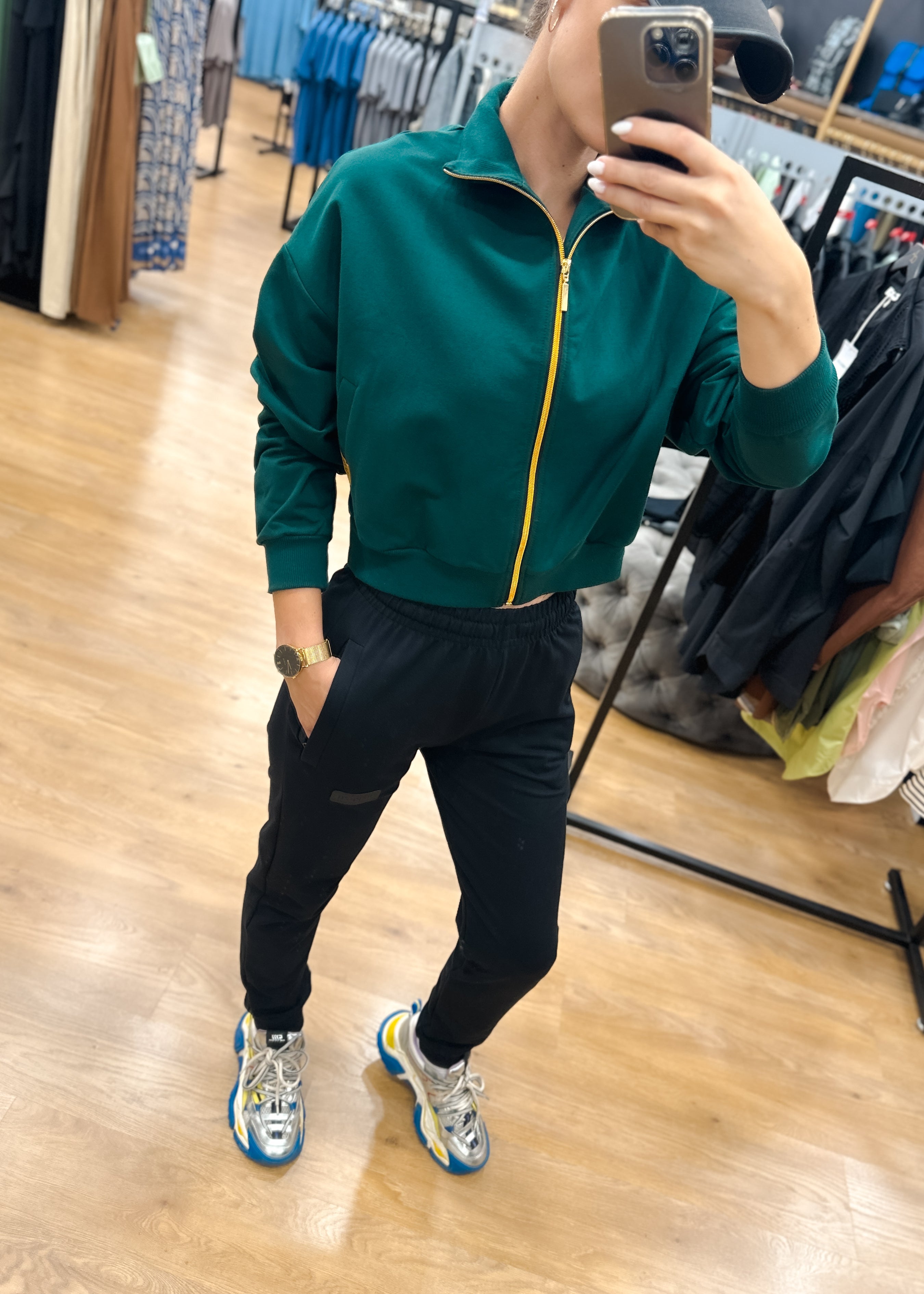 PEPPER sweet Green džemperis su užtrauktuku moterims