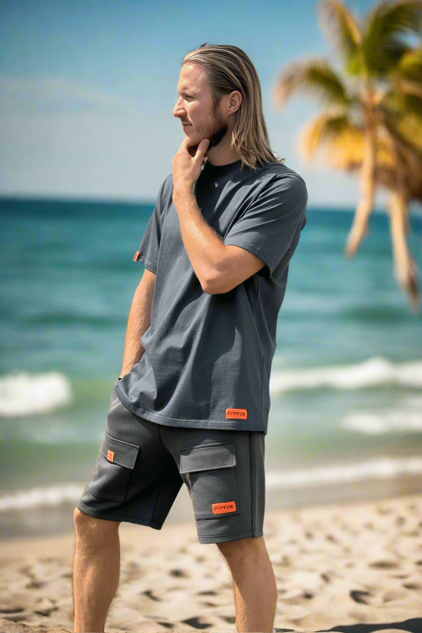 PEPPER UNISEX active space grey marškinėliai