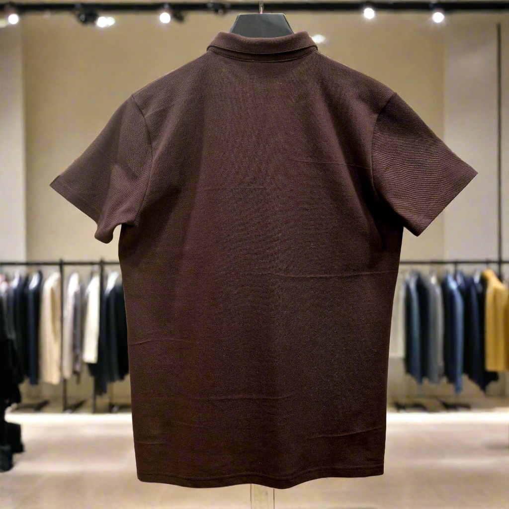 PEPPER Pique Chocolate Polo Shirt with Zip for Men