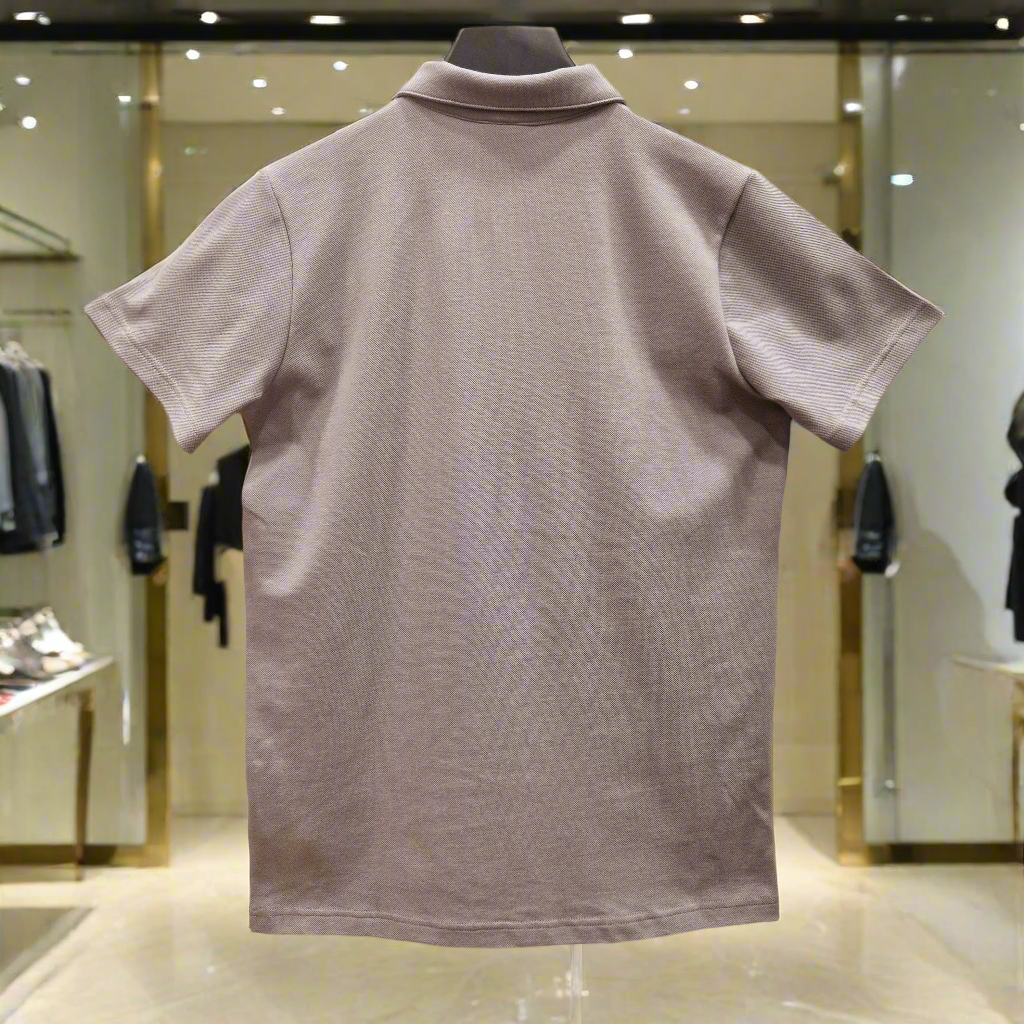 PEPPER Polo Pique Silver zip-up shirt for men