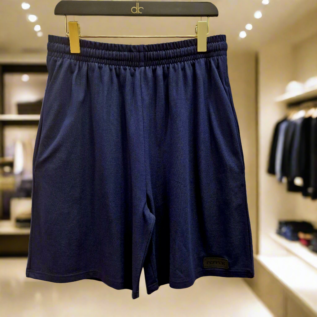 PEPPER UNISEX Pique Oversized Navy Shorts