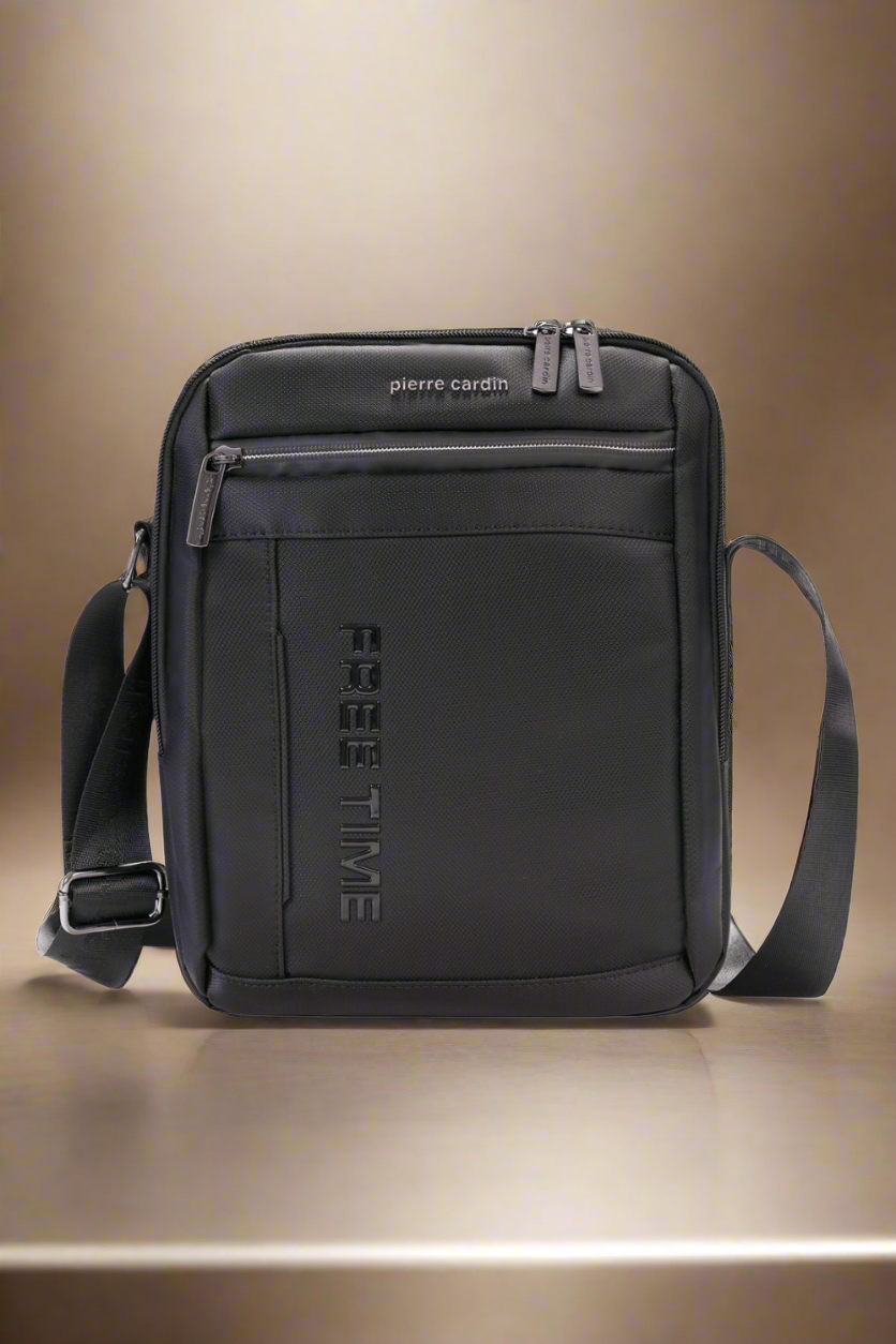 Pierre Cardin free time black eco leather handbag for men