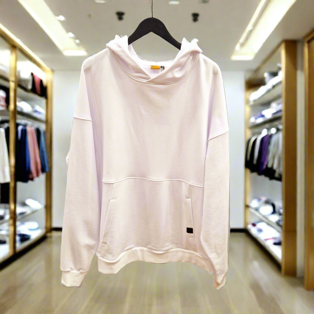 PEPPER UNISEX oversized baltas džemperis su gobtuvu
