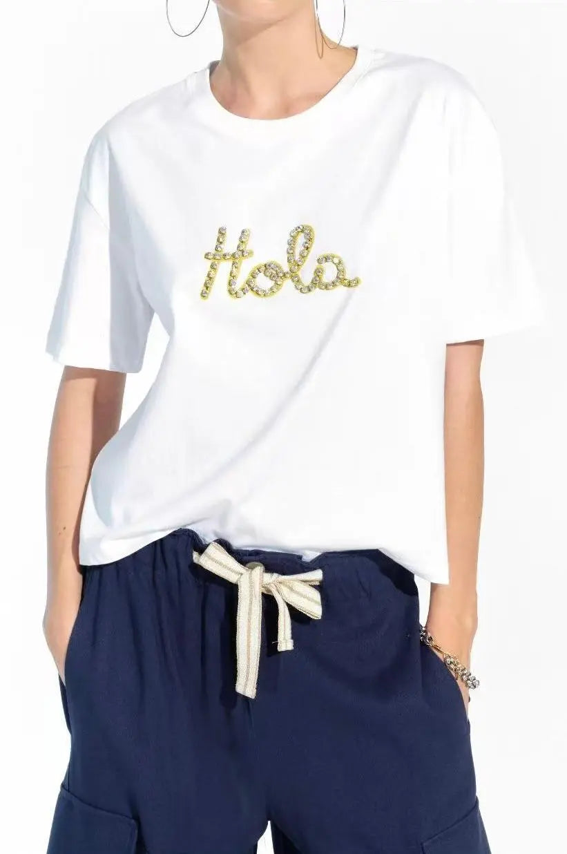 Lumina white casual t-shirt for women