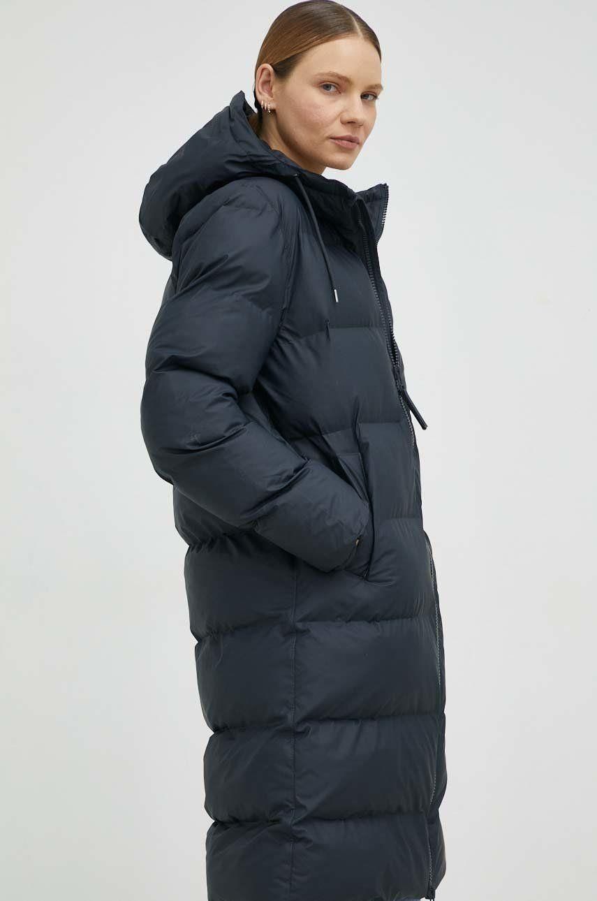 RAINS UNISEX Puffer navy ilga striukė