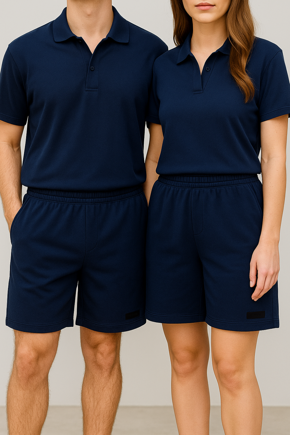 PEPPER UNISEX Pique Oversized Navy Shorts