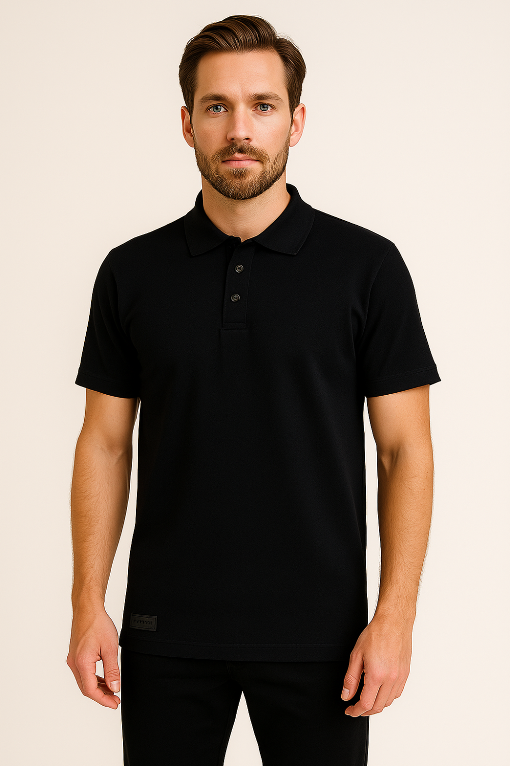 PEPPER Black Pique T-shirt for men