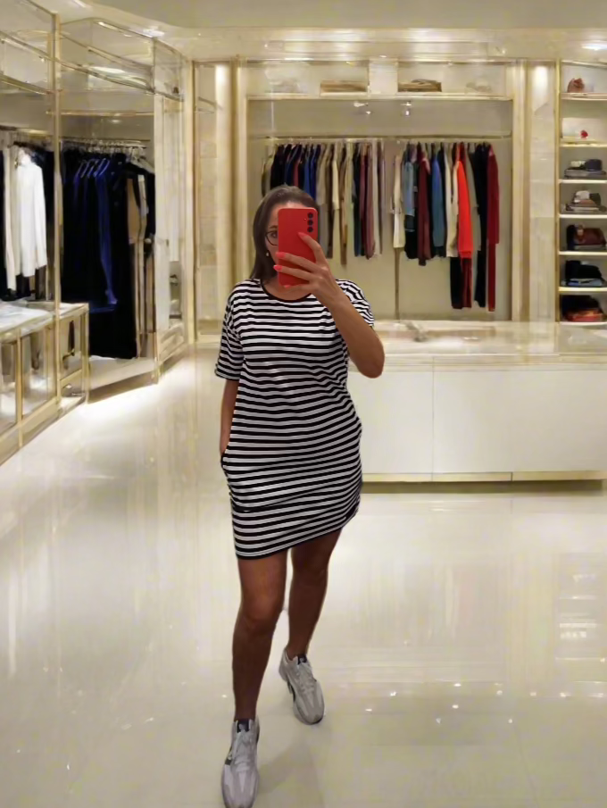 PEPPER White & Blue Pique dress for women