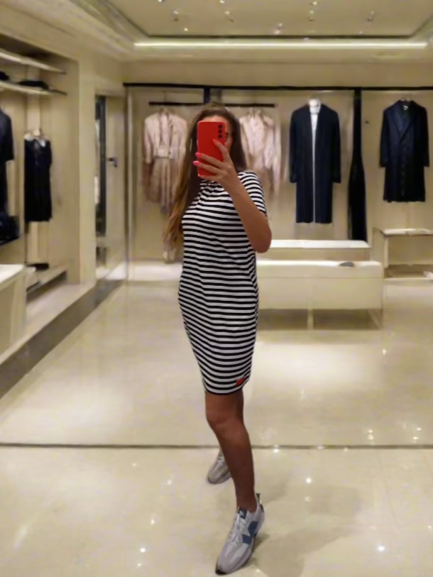 PEPPER White & Blue Pique suknelė moterims