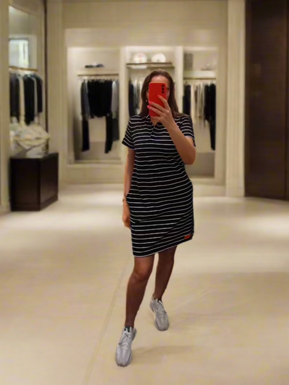 PEPPER Dark Blue Pique suknelė moterims