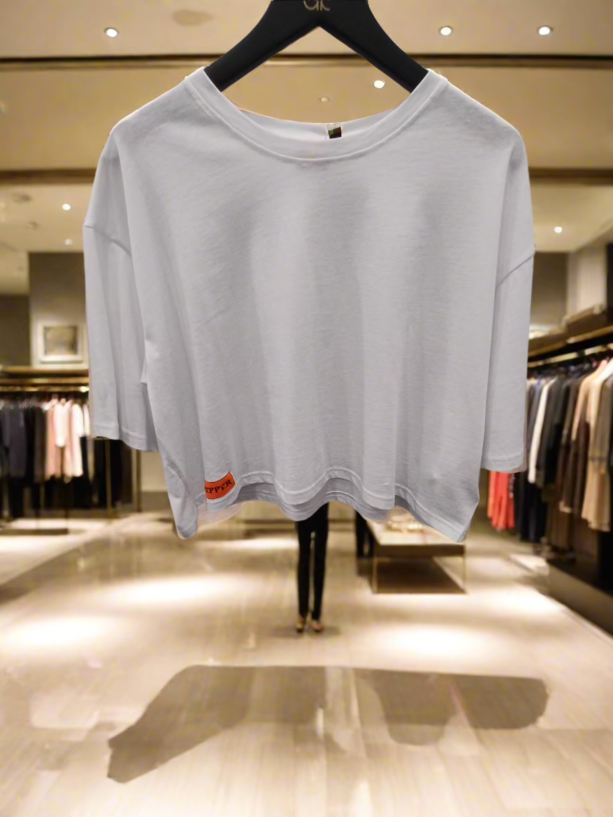 PEPPER crop top balti marškinėliai moterims