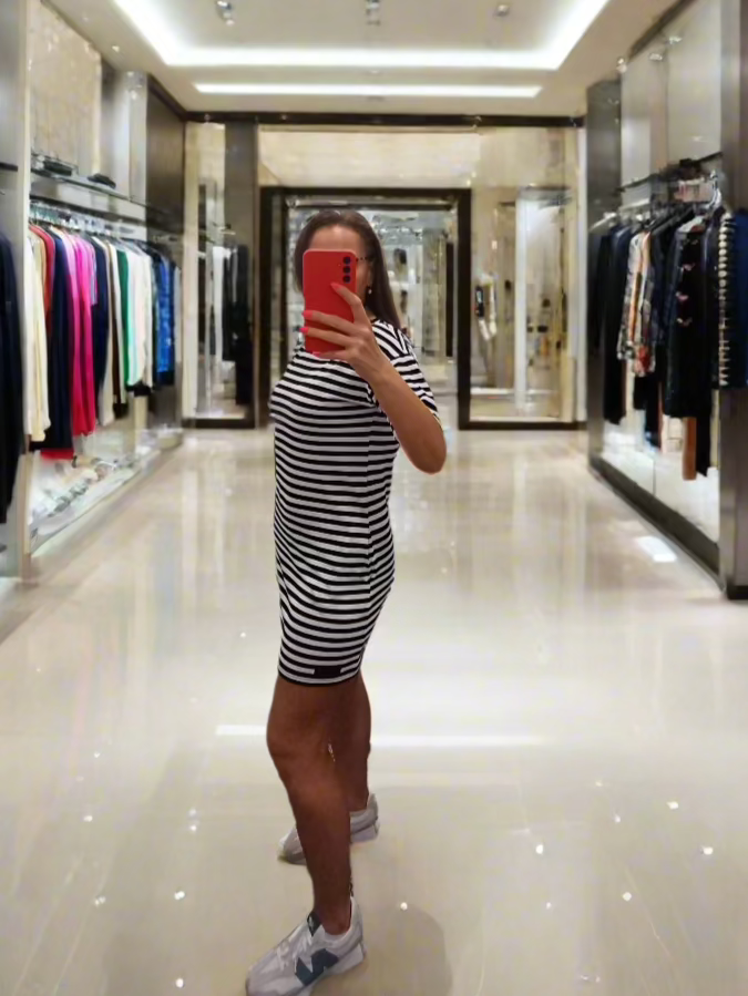 PEPPER White & Blue Pique suknelė moterims