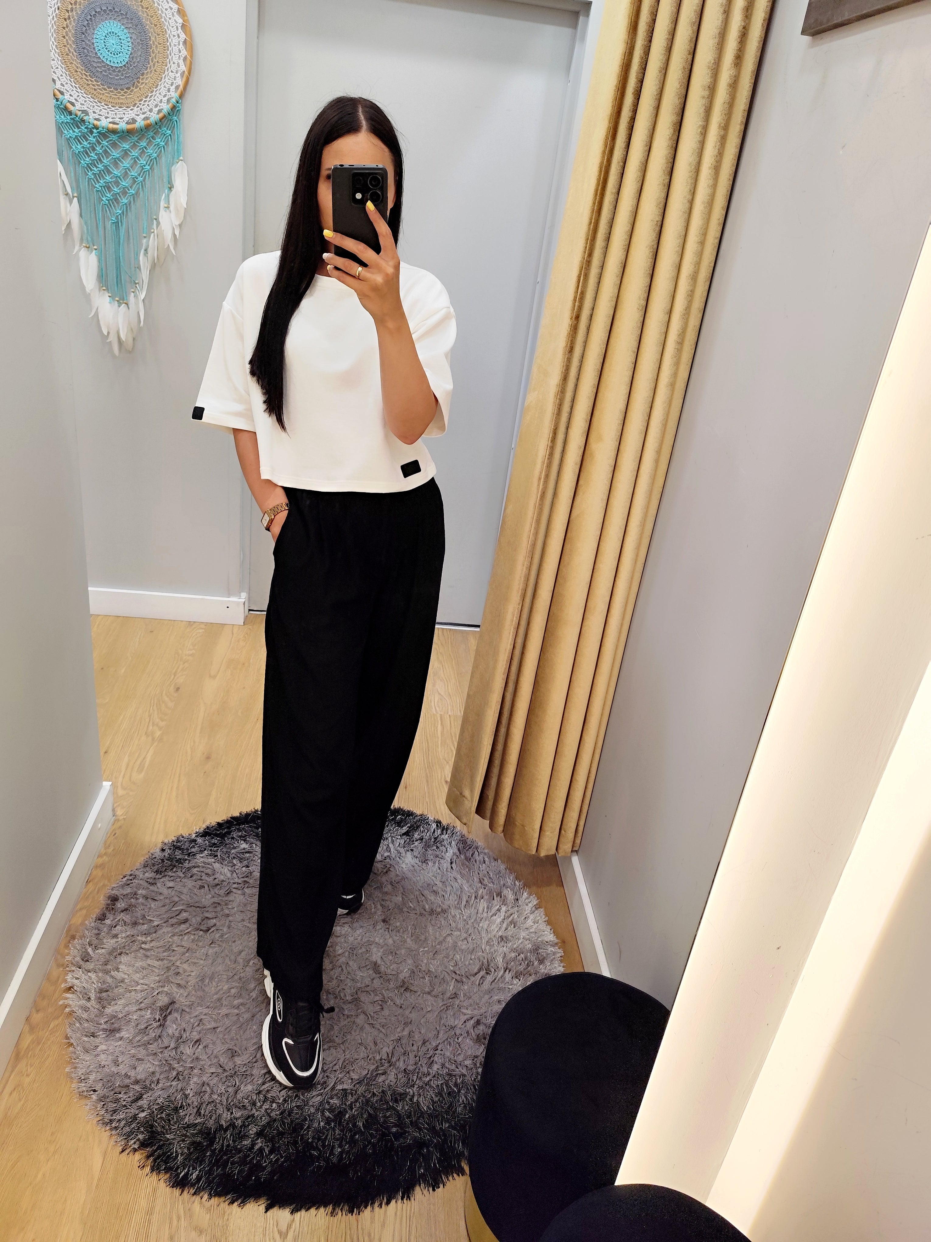 PEPPER Pique crop top balti marškinėliai moterims