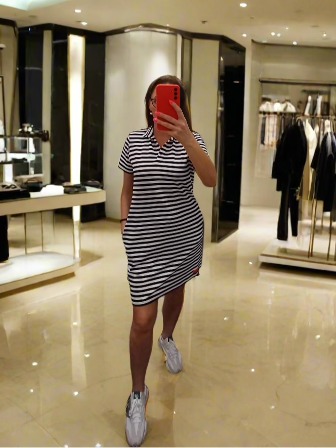 PEPPER White & Blue Pique suknelė moterims