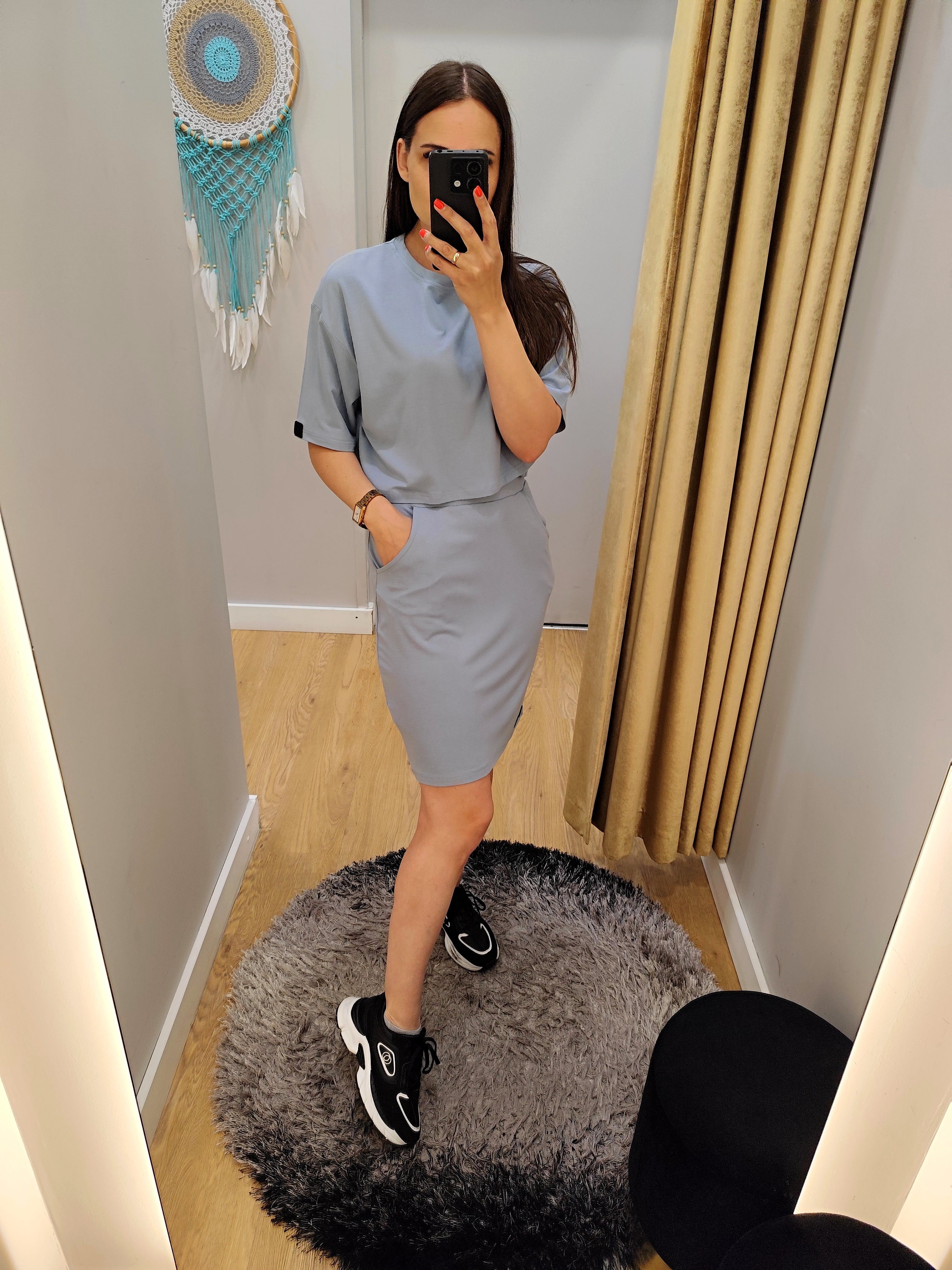 PEPPER crop top mėlyni marškinėliai moterims