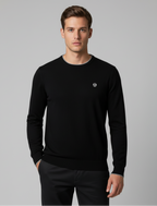 SERGIO TACCHINI juodas megztinis su vilna ir kašmyru vyrams