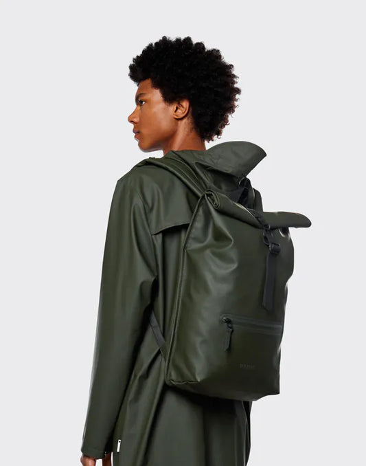 RAINS UNISEX Rolltop Green backpack