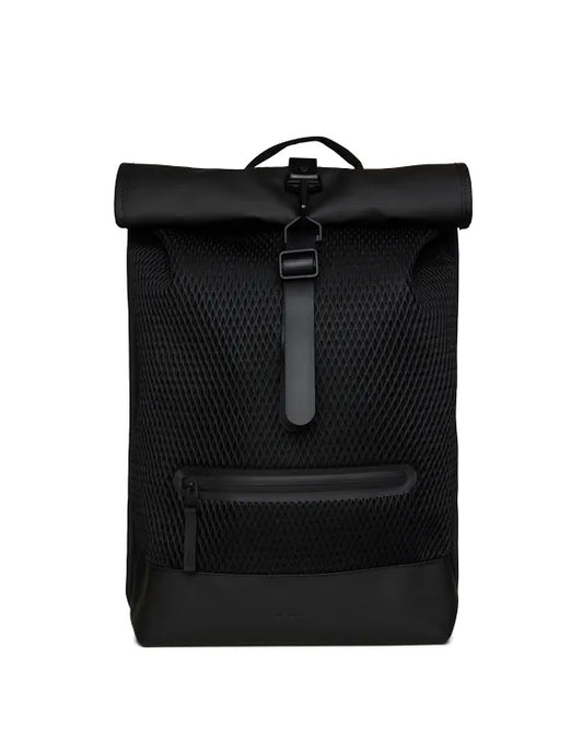 RAINS UNISEX Rolltop Mesh W3 Black backpack
