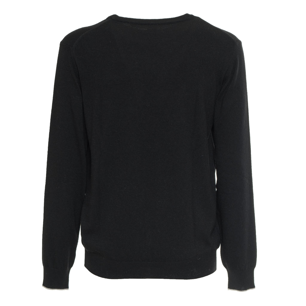 SERGIO TACCHINI juodas megztinis su vilna ir kašmyru vyrams