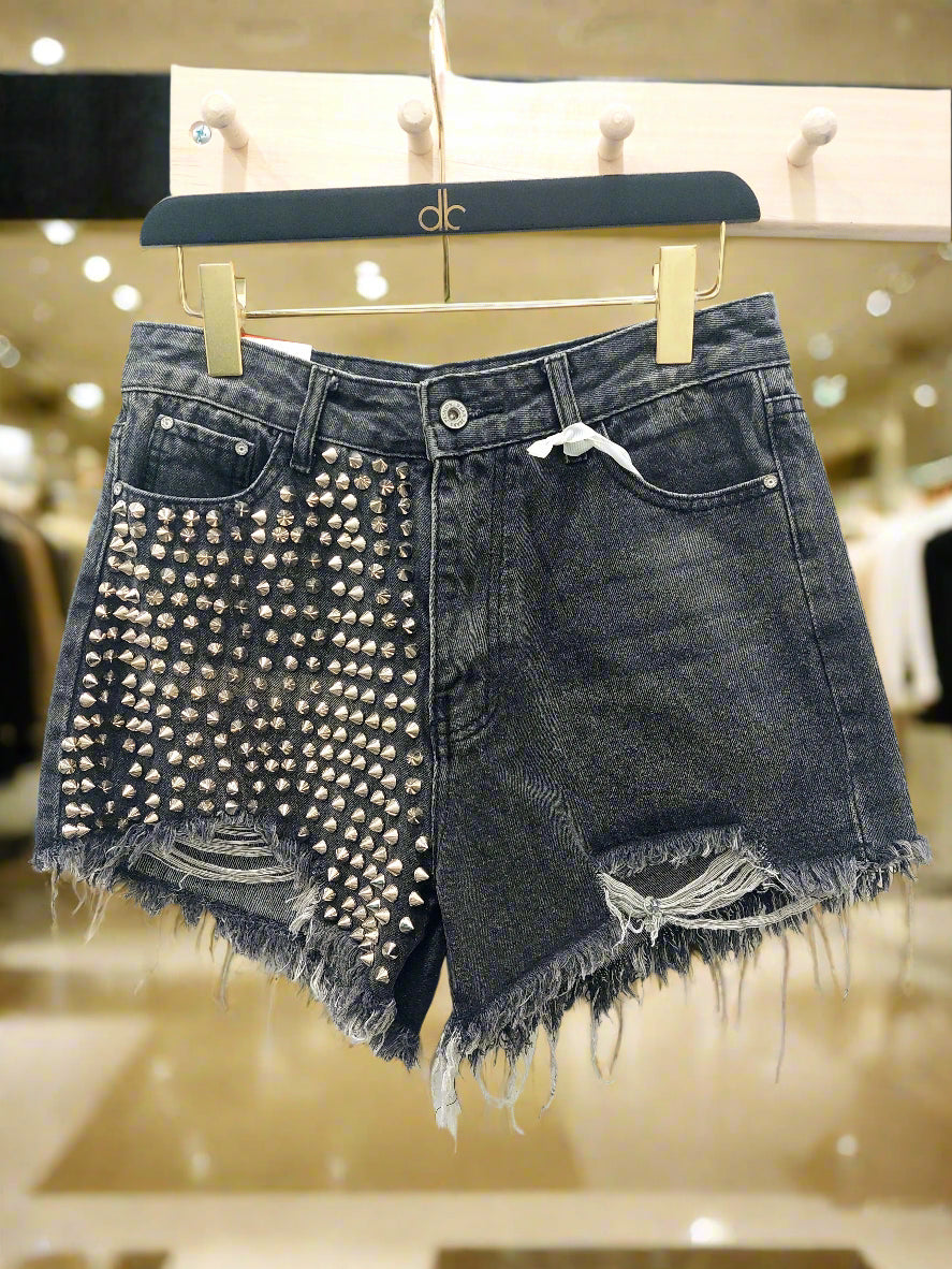 3 DESY denim shorts with rips and rivets for women