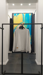 PEPPER UNISEX Dream Cement džemperis su pūkeliu su užrašu priekyje ir logotipu nugaroje