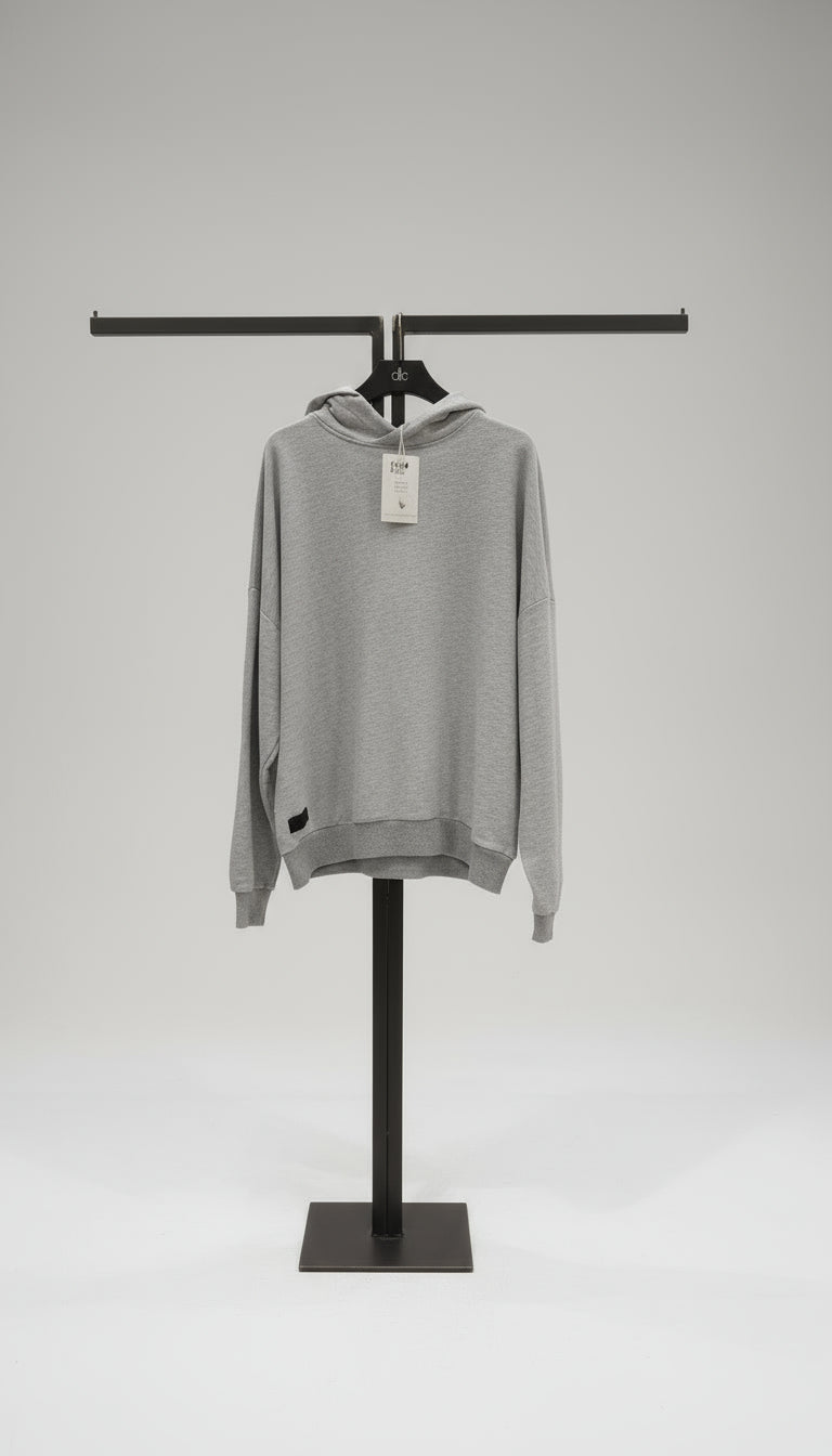 PEPPER UNISEX Grey džemperis su gobtuvu ir logotipu nugaroje