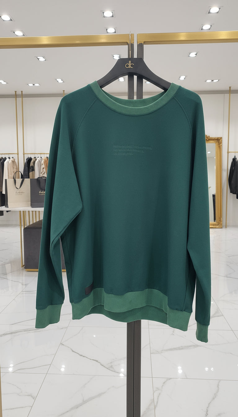 PEPPER UNISEX Opal Green džemperis su užrašu priekyje ir siuvinėtu logotipu nugaroje