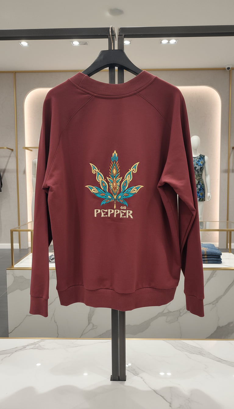 PEPPER UNISEX Dream Burgundy džemperis su reglano rankovėmis ir logotipu nugaroje