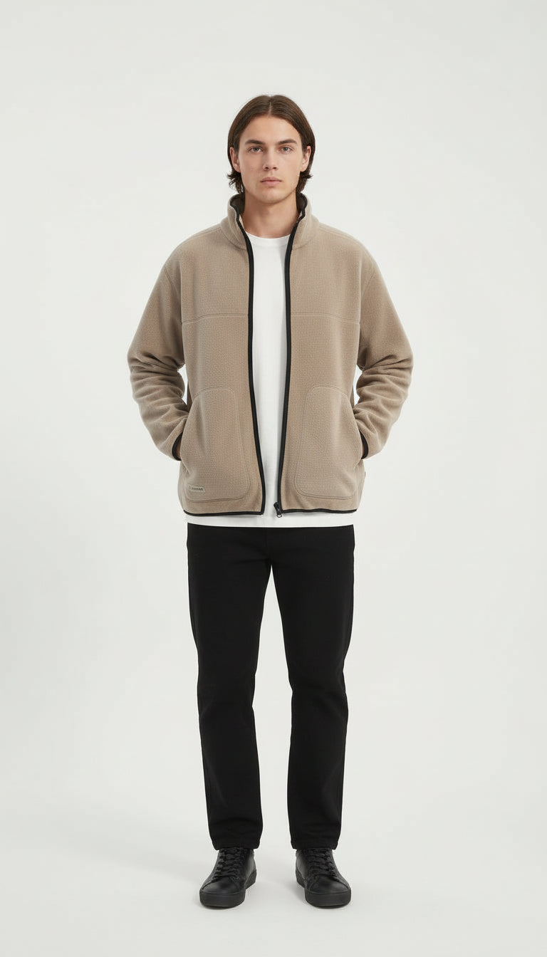 PEPPER UNISEX One Size Oversized Zip Fleece Dune džemperis