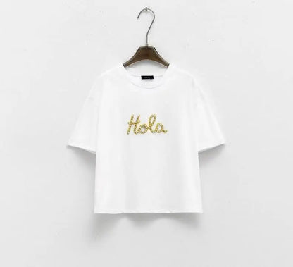 Lumina white casual t-shirt for women