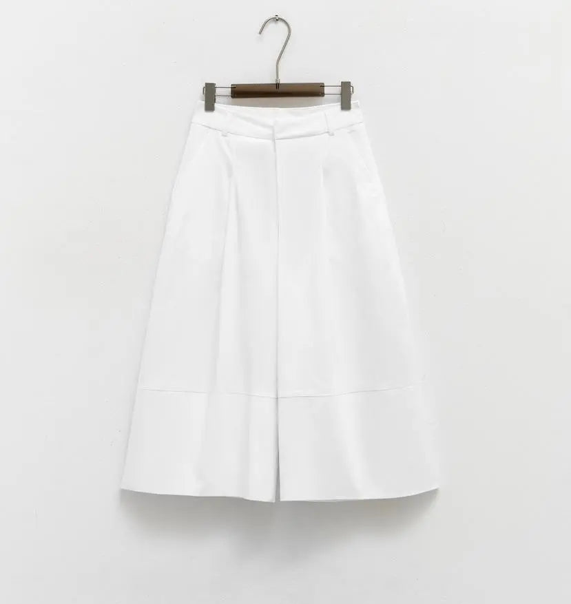 LUMINA white cropped pants for women