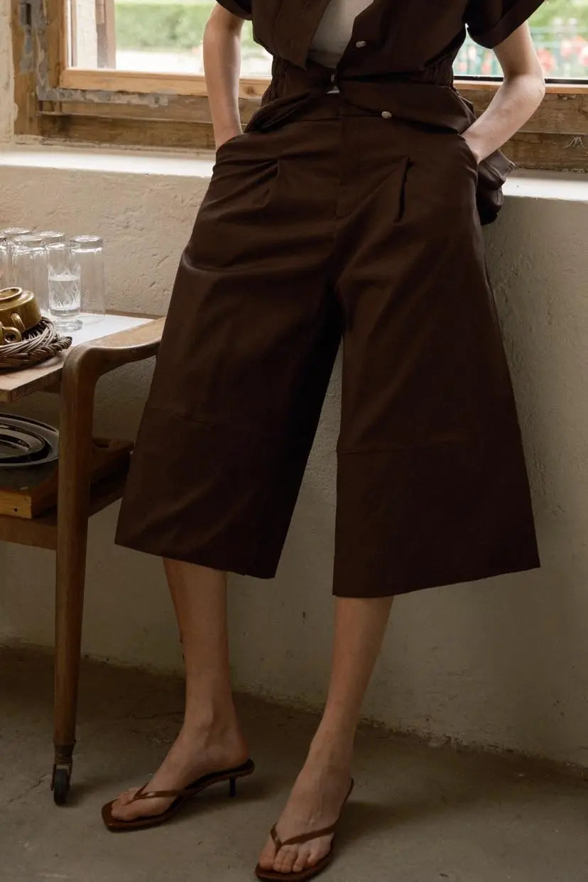 LUMINA brown cropped pants for women