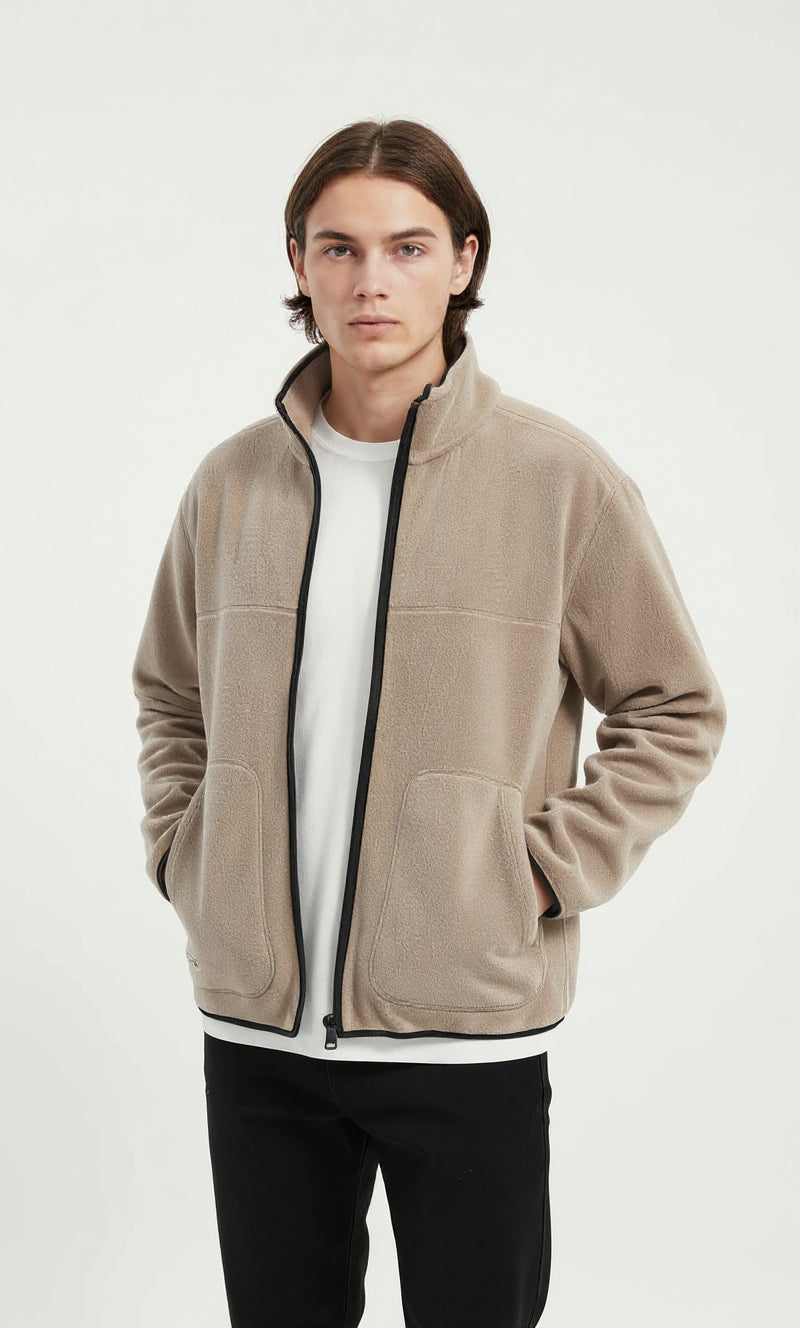 PEPPER UNISEX One Size Oversized Zip Fleece Dune džemperis