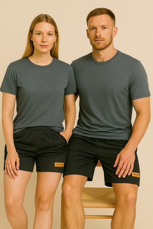 PEPPER UNISEX Active black breathable shorts
