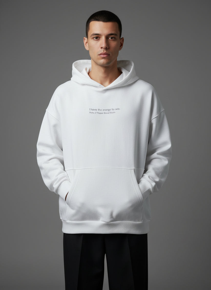 PEPPER 420 UNISEX Oversized Off White One size hoodie with embroidery on the back