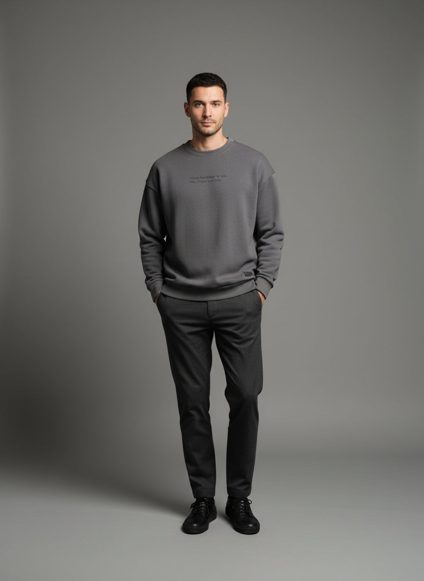 PEPPER 420 UNISEX Dream Slate sweatshirt with a front inscription and a logo on the back