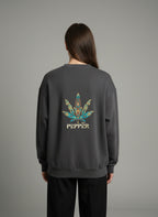 PEPPER 420 UNISEX Dream Slate sweatshirt with a front inscription and a logo on the back