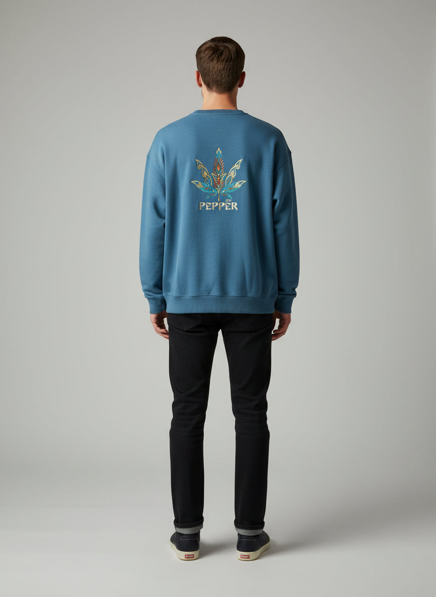 PEPPER 420 UNISEX Dream Royal Blue džemperis su užrašu priekyje ir logotipu nugaroje