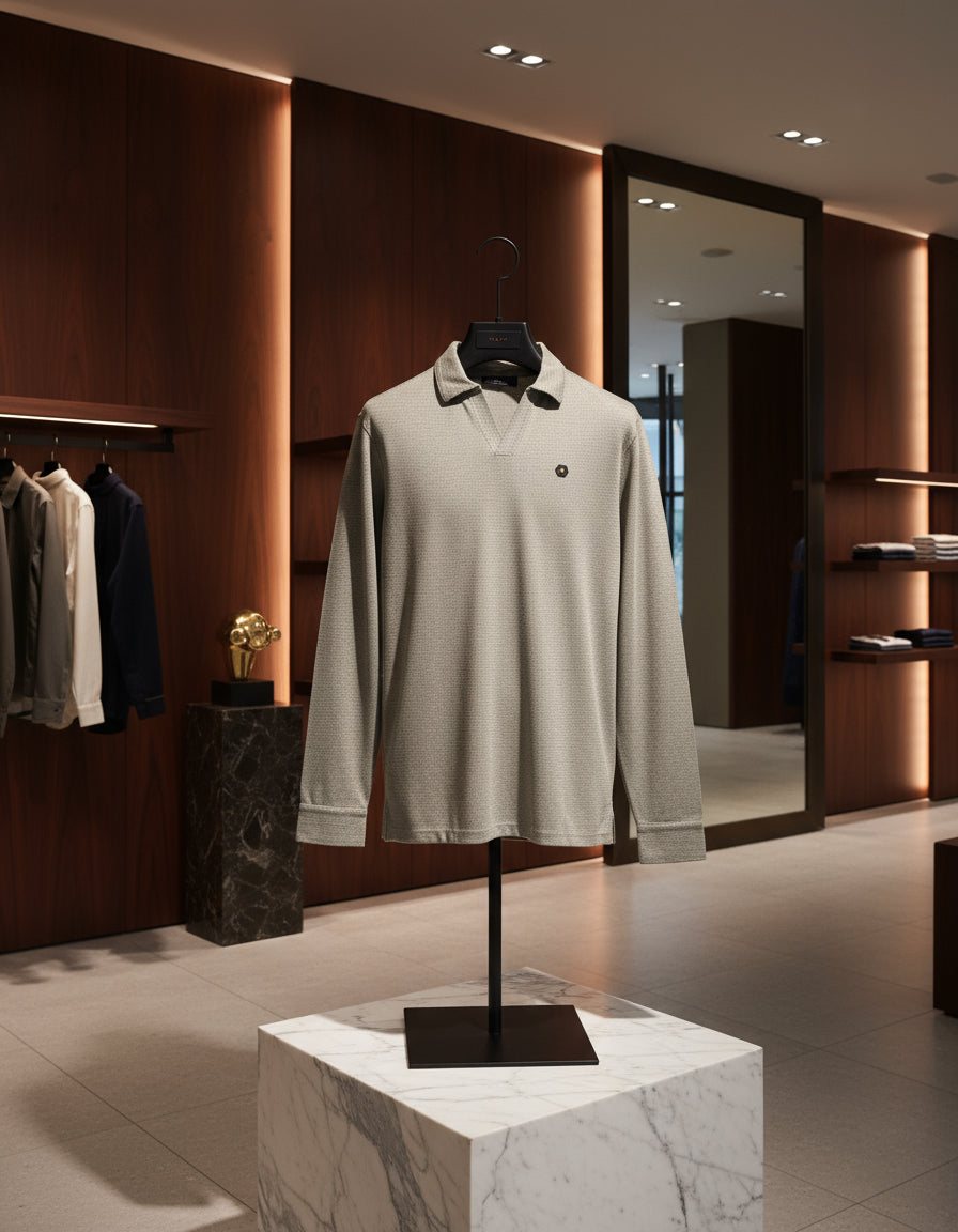 NO EXCESS polo marškinėliai ilgomis rankovėmis vyrams