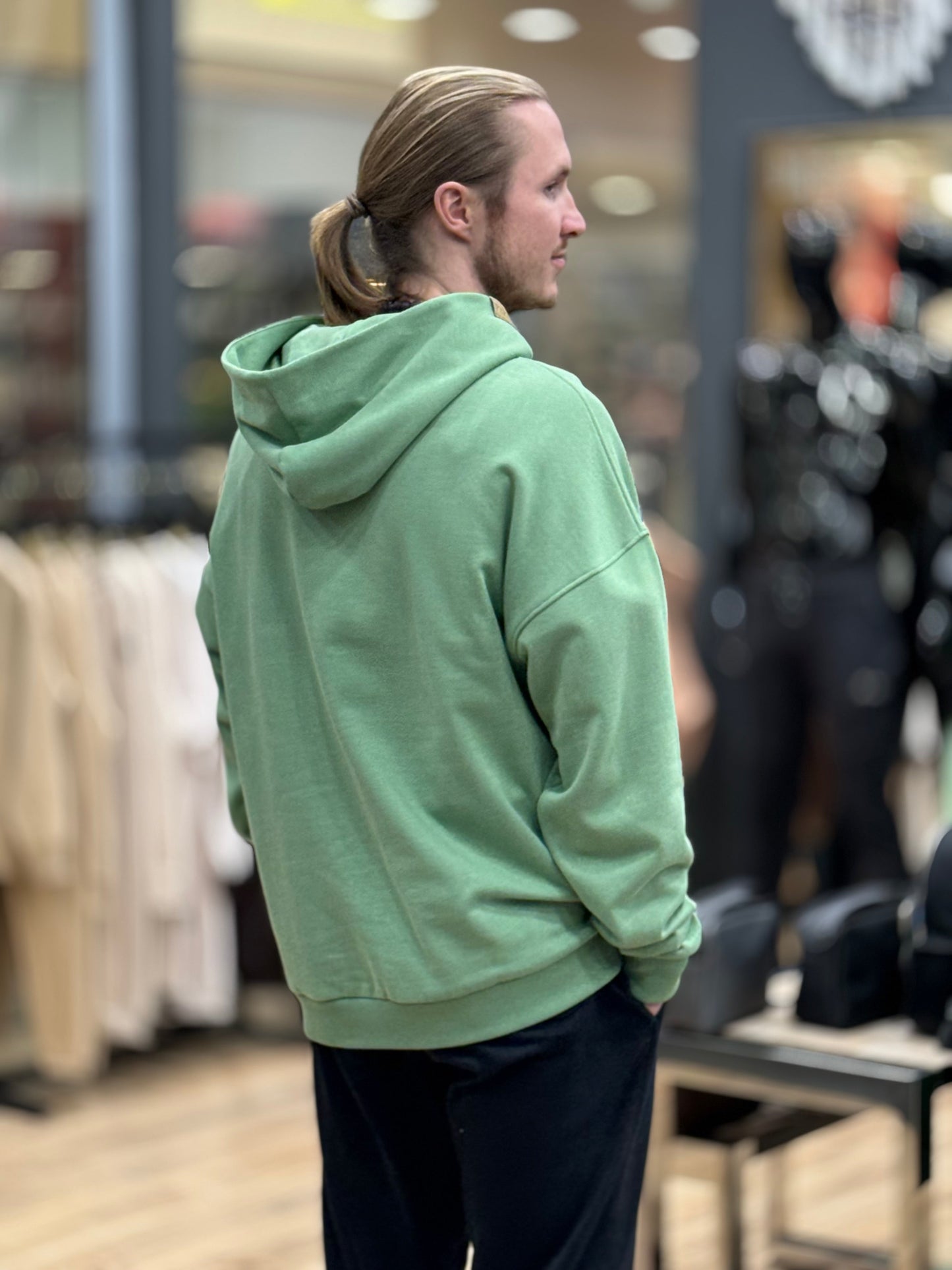 PEPPER MINT oversized UNISEX džemperis su pūkeliu ir gobtuvu