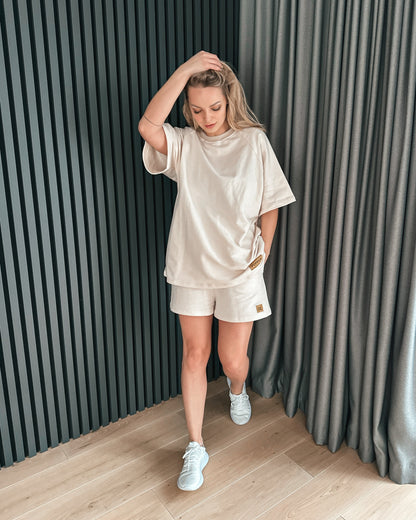 PEPPER UNISEX off white marškinėliai su reglano rankovėmis