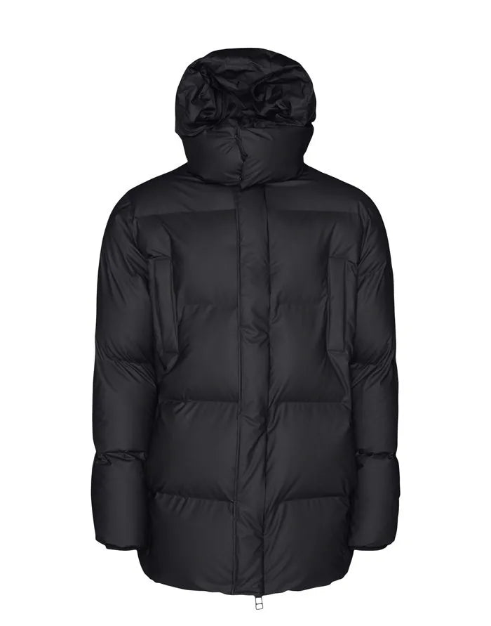 RAINS HOODED Puffer juoda striukė