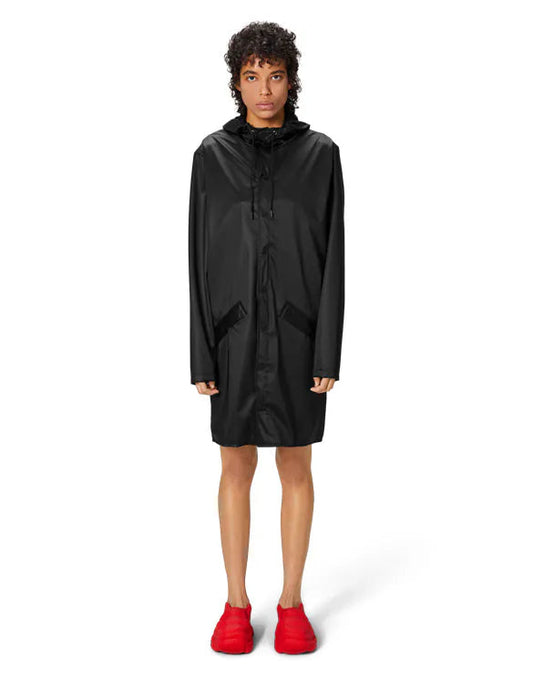 RAINS UNISEX Black Grain long lietpaltis