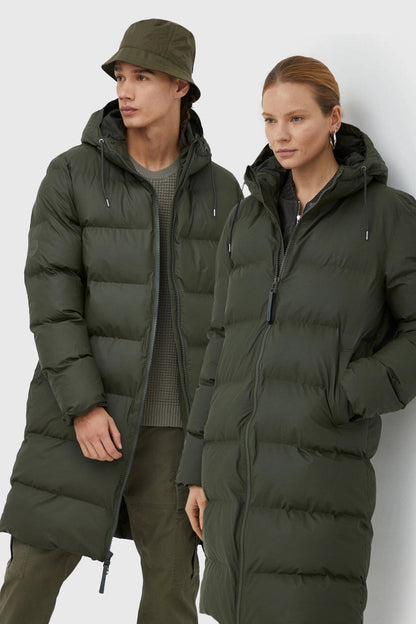 RAINS UNISEX Puffer Green ilga striukė