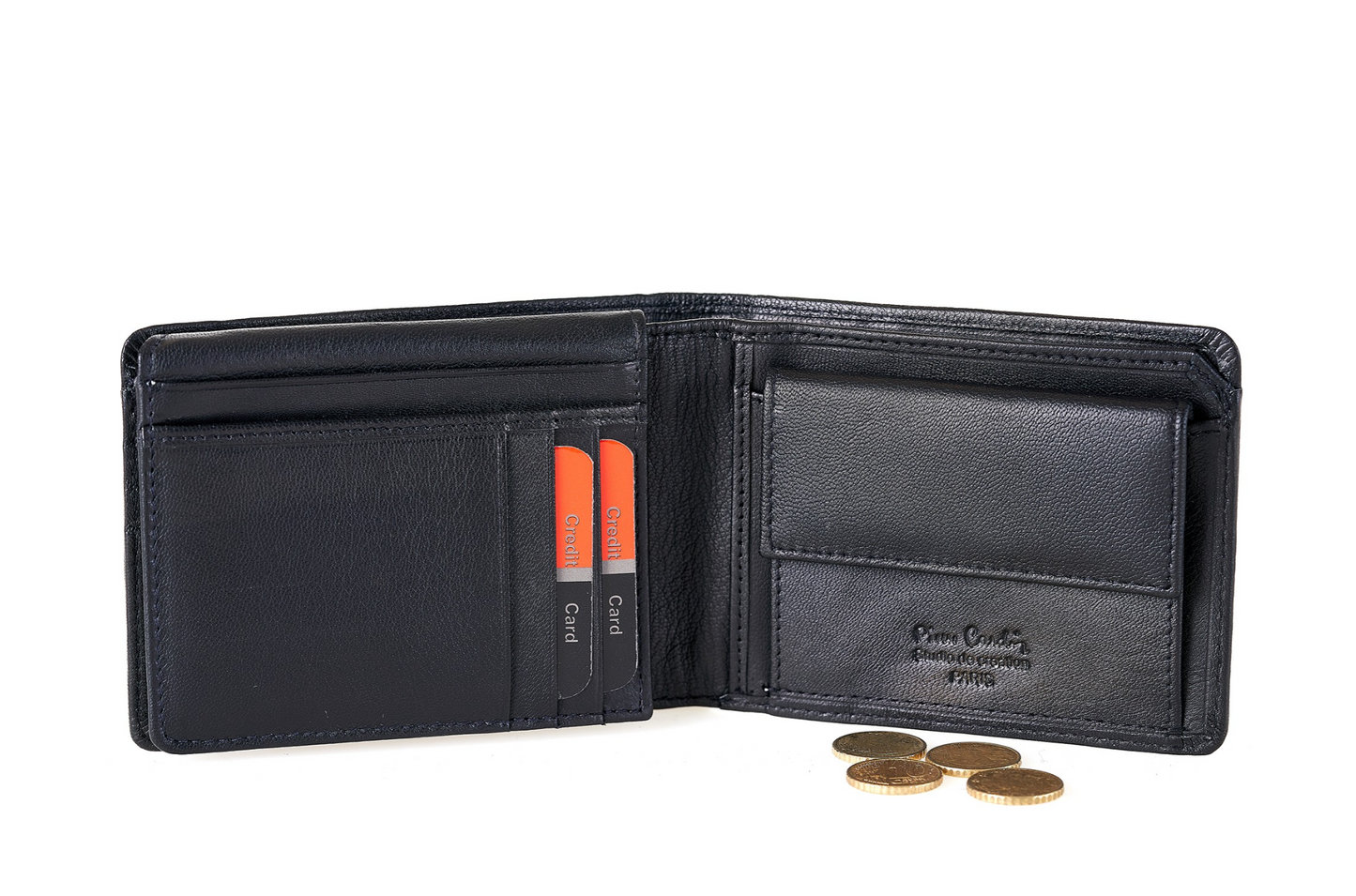 PIERRE CARDIN genuine leather black wallet for men