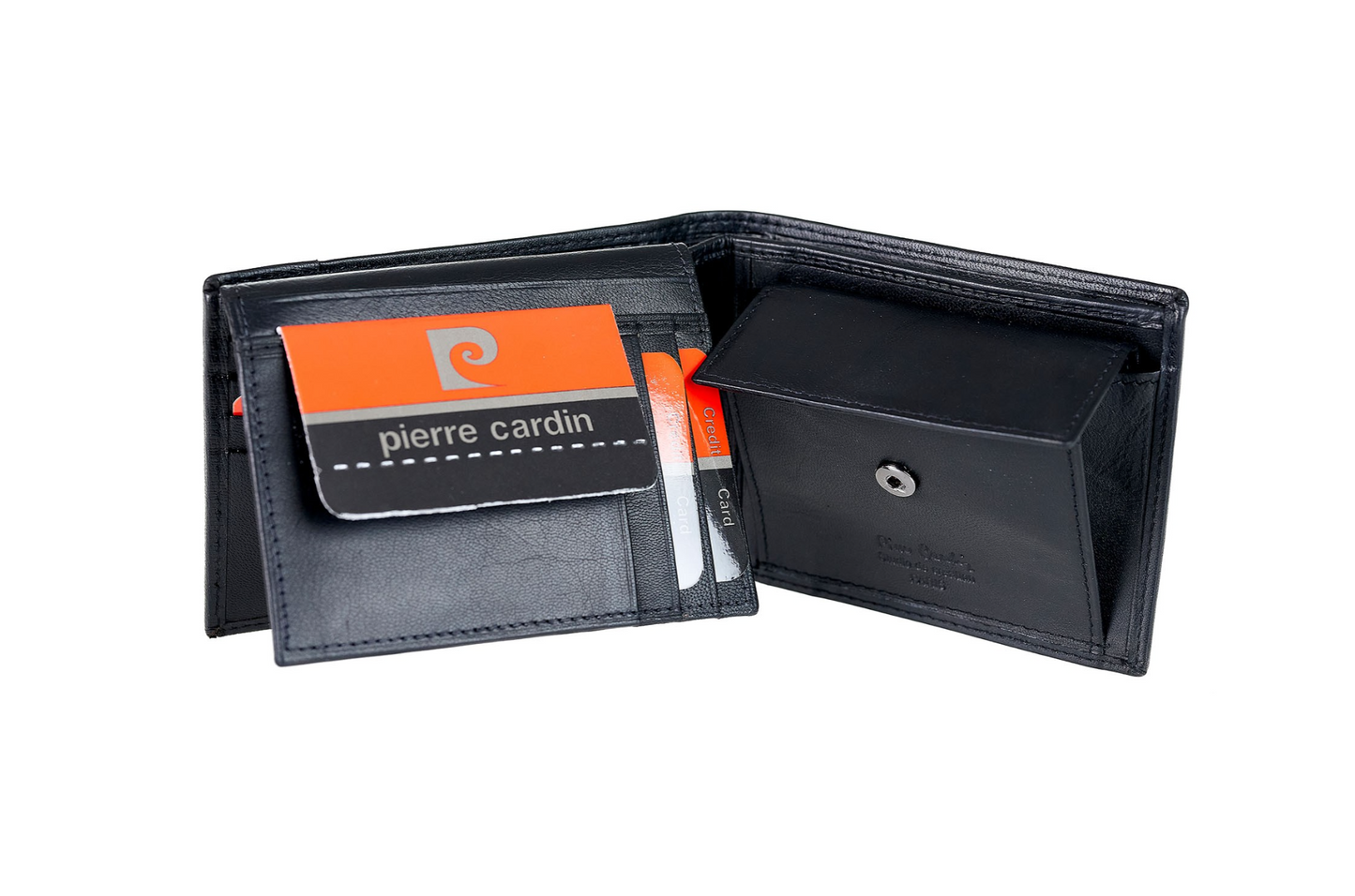 PIERRE CARDIN genuine leather black wallet for men