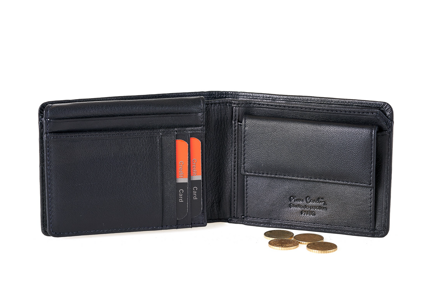 PIERRE CARDIN genuine leather black wallet for men